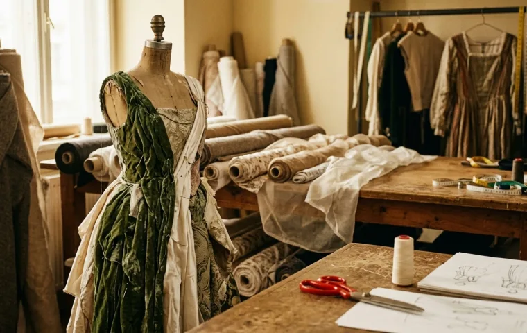 Atelier de création de costumes avec mannequins et tissus